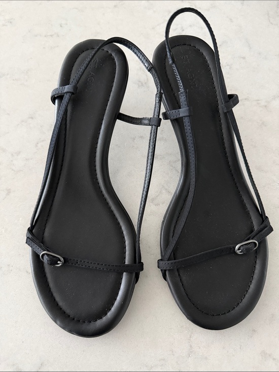 St. Agni Shoes - St. Agni Black Minimal Slingback Sandals